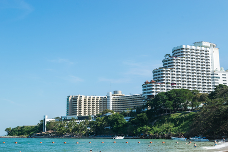 Pattaya, Thailand - December 31, 2017: The beautiful view of  Pattaya Cozy beach during the new year's eve in Pattaya, Thailand.のeditorial素材