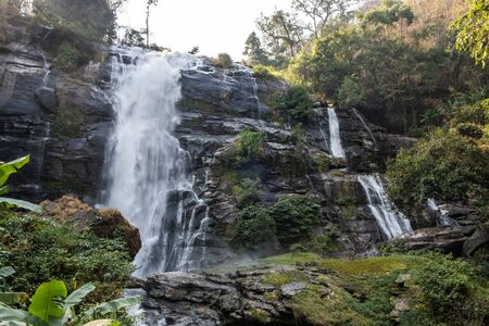 Wachirathan Waterfall at Doi Inthanon National Park, Mae Chaem District, Chiang Mai Province, Thailandの写真素材