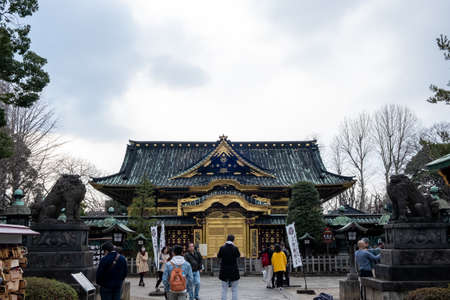 Tokyo, Japan - March 17, 2019: View of Ueno Toshogu Shrine in Ueno park of Tokyo, Japan.のeditorial素材