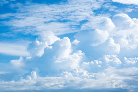 View of thick white cloud and blue sky pictures background and texture