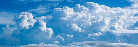 View of thick white cloud and blue sky pictures background and texture