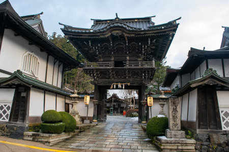 Wakayama, Japan - December 17, 2016: Front view of Fugenin, a local popular hotel on Mount Koyasan in Wakayama, Japan.のeditorial素材
