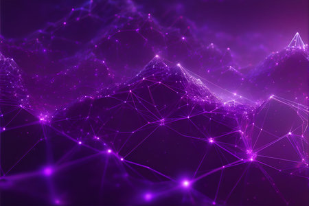 Purple virtual technology background with lines and gridsの素材