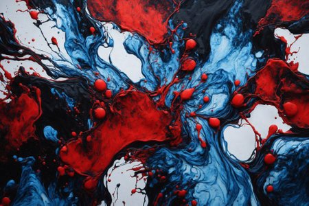 Splash of blue and red inkの素材