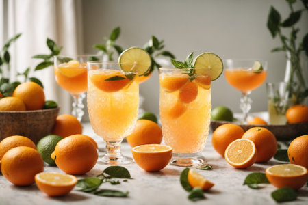 cocktail made with tequila and an orange sliceの素材