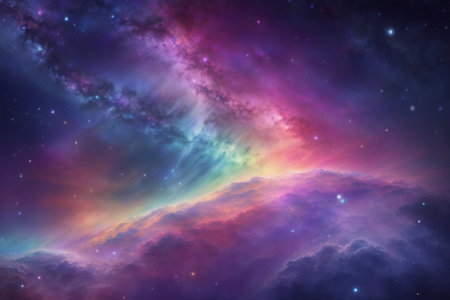 Abstract cosmos background with nebulae and galaxiesの素材
