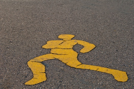    jogging on  the road at the public parkの写真素材