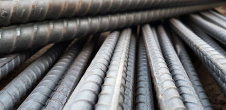 Reinforcing steel bars for building new concrete structures. Base for pouring concrete. Concrete...