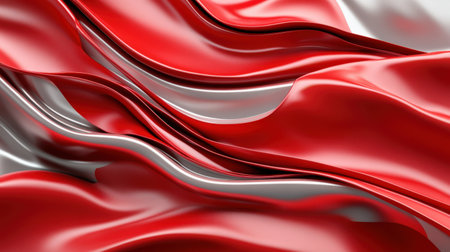 Abstract 3D red background with shimmering wave patterns, symbolizing luxury and eleganceの素材
