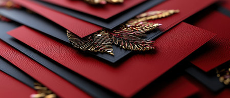 A close-up of Christmas cards with business branding, ready to be sent to clients and partnersの素材