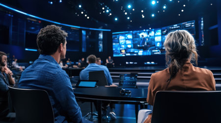 A trivia question displayed on a digital screen during a live game show eventの素材