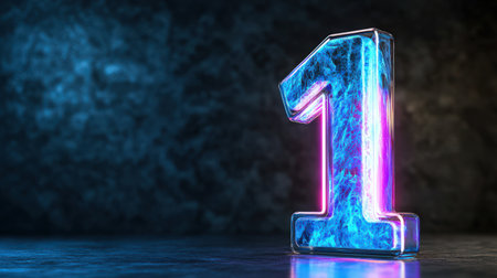 A dynamic top 10 countdown timer with bright lights and a glowing number oneの素材