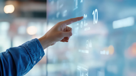 A person pointing to their name on a top 10 leaderboard with excitement after reaching the topの素材