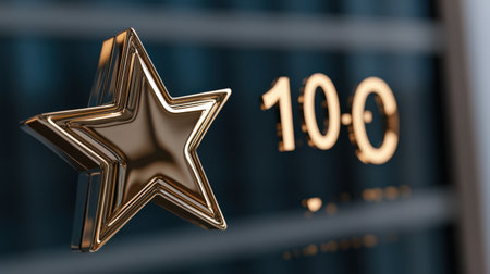 A golden star placed next to a name on a digital top 10 ranking board, highlighting their successの素材