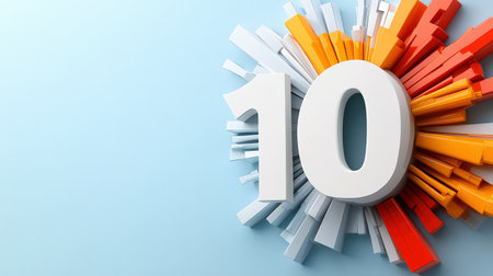 A top 10 list on a colorful, dynamic display, counting down from number 10 to number 1の素材