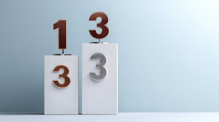 A podium with numbers 1, 2, and 3 on it, highlighting the top three winners in a rankingの素材