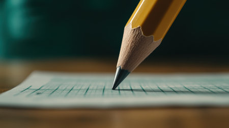 A close-up of a pencil on a standardized test form, ready to mark answersの素材