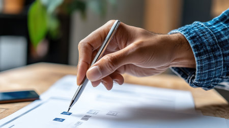 A person clicking the final answer on a quiz website, ready to see their resultsの素材