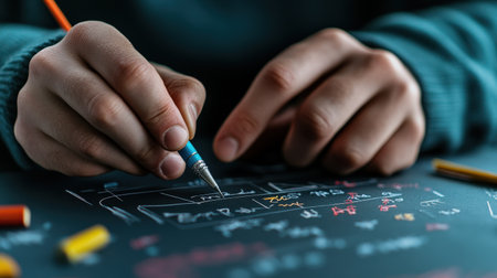 A close-up of a hand erasing an answer on a math test, rethinking the solutionの素材