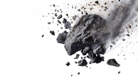 Crushed charcoal isolated on white background. Clipping path included.の素材