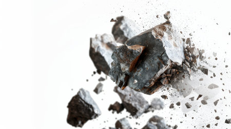 Pieces of coal isolated on white background. 3d rendering.の素材