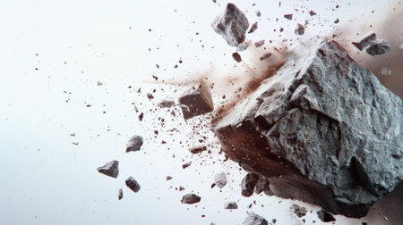 Crushed stones on a white background. Selective focus. Toned.の素材