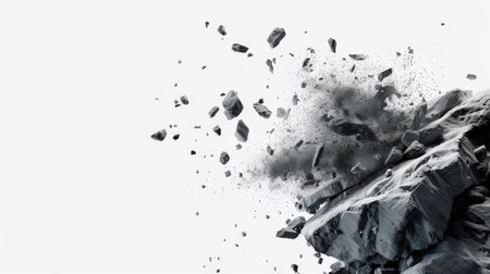 Powder explosion on white background. Abstract background with dust cloud.の素材