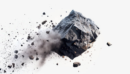 coal explosion isolated on a white background. 3d rendering and illustrationの素材