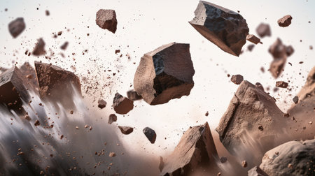 Explosion of rocks, 3d rendering. Computer digital drawing.の素材