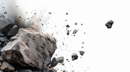 Coal explosion on white background. Isolated with clipping path.の素材