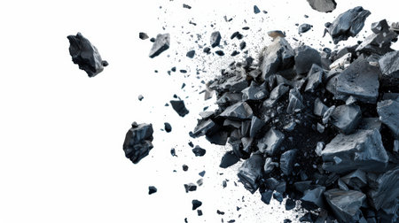 Pieces of crushed black and white eye shadow isolated on white backgroundの素材