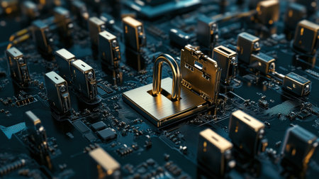 A close up of a circuit board being assembled by a robot.の素材