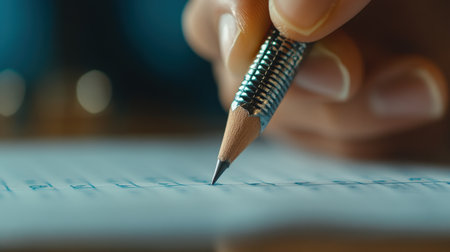 "A close-up of a pencil marking an answer on a scantron test sheet --ar 16:9 --personalize jaydbm9 --v 6.1 Job ID: b15e8ef7-7cd1-4cb2-8992-c7aadb78e6e5の素材
