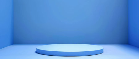 Blue podium for product presentation.の素材
