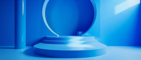 Blue abstract background. 3D rendering geometric shapes. Futuristic background.の素材