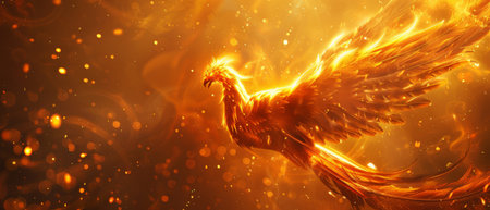 A phoenix is a mythical bird that is said to rise from its own ashes. It is a symbol of hope, renewal, and transformation.の素材