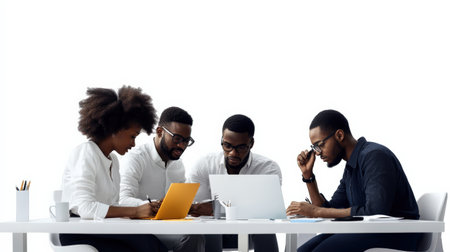 Group of black engineers collaborating in a modern office.の素材