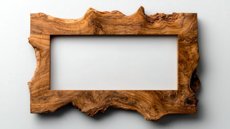 Wooden frame on a white background with space for your text.の素材