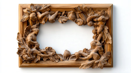 Wooden frame on the white background. 3d rendering, 3d illustration.の素材