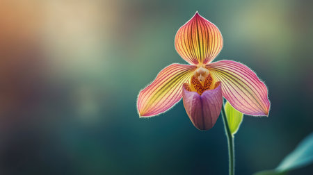 Beautiful Paphiopedilum orchid flower in the gardenの素材