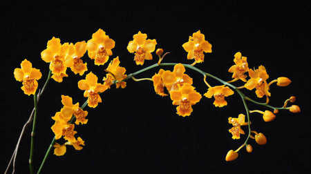 A blooming Oncidium orchid, also known as the Dancing Lady, with its bright yellow flowersの素材