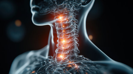 thyroid gland produce This hormone is responsible for regulating the metabolism. body temperature level Blood lipid levels Including emotions holographic scan projection 3D renderingの素材
