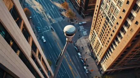Aerial view of a street in Chicago, Illinois, USA.の素材