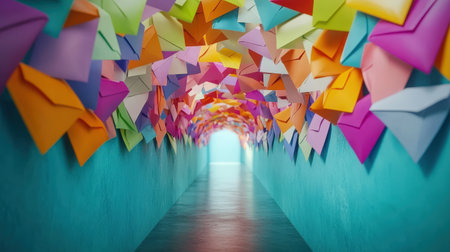 Marketing and business ideas through email, email or newsletter. email marketing or newsletter concept, sending e-mails bright colorsの素材