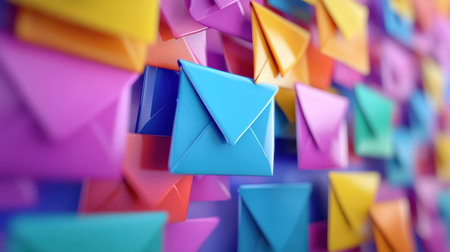 Marketing and business ideas through email, email or newsletter. email marketing or newsletter concept, sending e-mails bright colorsの素材