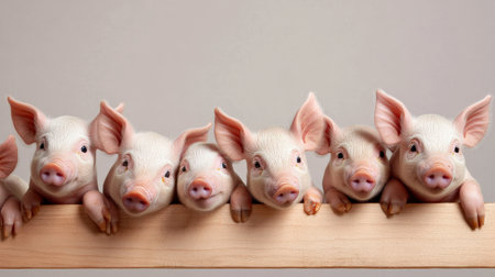 A pen of market-ready piglets, representing the pork industry valueの素材
