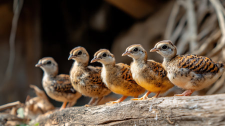 A group of quail in a pen, valued for their eggs and meat in gourmet marketsの素材