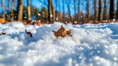 Soft snowflakes falling gently from the sky, covering the ground in a blanket of whiteの素材