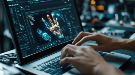 A video editor's hands skillfully manipulate clips on a timeline within editing software, meticulously trimming and rearranging footage to create a captivating narrative.の素材