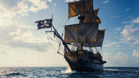 Pirate ship in the sea. Pirate ship in the sea.の素材
